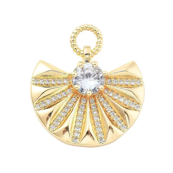 Brass Micro Pave Cubic Zirconia and Glass Pendants