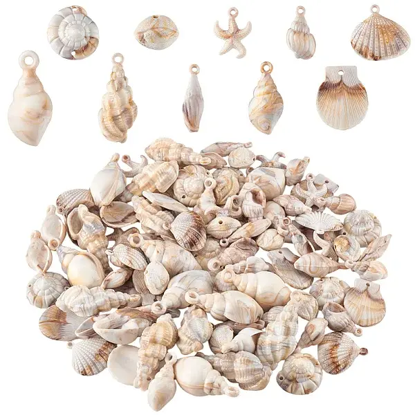 100Pcs 10 Styles Opaque Acrylic Pendants