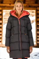 Z6687 DEWBERRY WOMEN'S COAT-BLACK-ORANGE-1