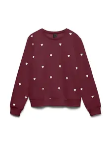 VERO MODA Mikina 'VMNELLIS'  vínovo červená / biela