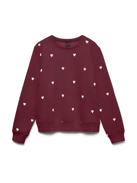 VERO MODA Mikina 'VMNELLIS'  vínovo červená / biela
