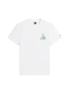 Tommy Jeans Tričko  zelená / tmavozelená / biela