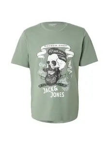 JACK & JONES Tričko 'JORSHAPE'  nefritová / čierna / biela