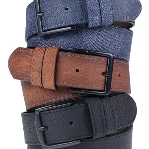 R0928 Dewberry Set Of 3 Mens Belt For Jeans And Canvas-BLACK-NAVY-TABA