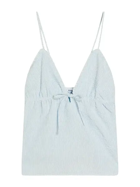 Bershka Top  svetlomodrá / biela