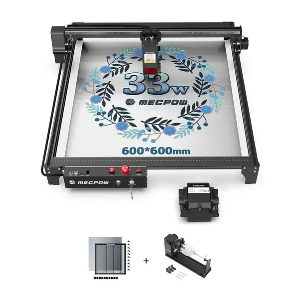 Mecpow X5 Pro 33W Laser + Laser Bed + Rotary Chuck