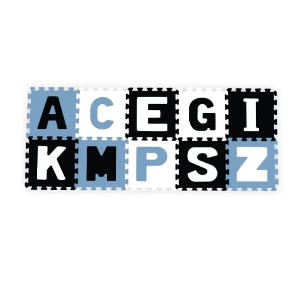 Penové puzzle - Písmená, 10ks, modrá / čierna / biela