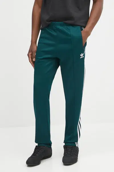 Tepláky adidas Originals Denim TP pánské, zelená barva, s aplikací, JY1275