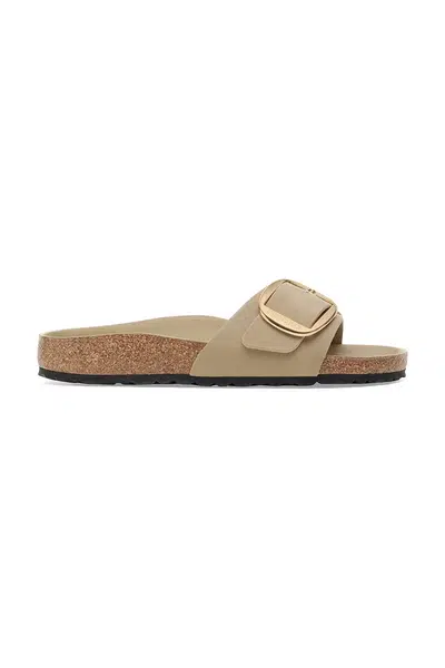 Kožené pantofle Birkenstock Madrid Big Buckle dámské, béžová barva, 1030467