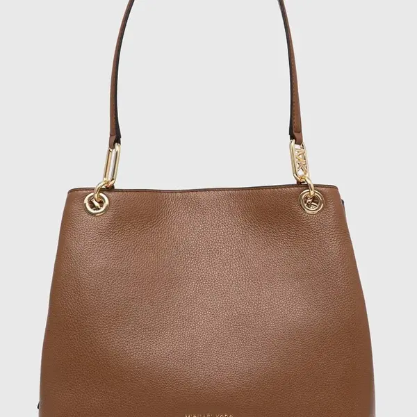 Kožená kabelka MICHAEL Michael Kors hnědá barva