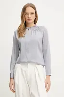 Hedvábná halenka BOSS dámská, fialová barva, hladká, 50548224