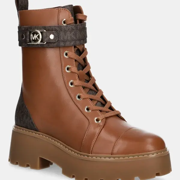 Kožené workery MICHAEL Michael Kors Mandy dámské, hnědá barva, na platformě, 40T5MAFE6L.227