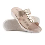 Dámské pantofle na klínku se zlatým zdobením