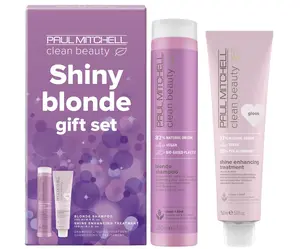 Dárková sada pro neutralizaci žlutých tónů Paul Mitchell Clean Beauty Shiny Blonde Gift Set + dárek zdarma