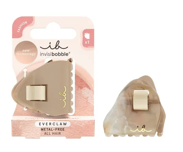 Skřipec do vlasů Invisibobble Everclaw S Too Faced - béžový a hnědý s mramorovým efektem + dárek zdarma