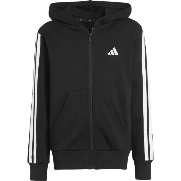 adidas 3-STRIPES FULL-ZIP HOODIE Dětská mikina, černá, velikost