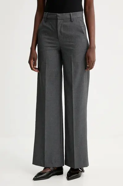 Kalhoty ZADIG&VOLTAIRE dámské, šedá barva, široké, high waist, WWPA01875