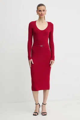 Šaty Twinset červená barva, midi, přiléhavé, 252TP3352