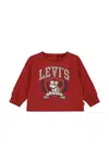 Dětské bavlněné tričko s dlouhým rukávem Levi's LOGO BULLDOG CREST TEE červená barva, s potiskem, 6EP166