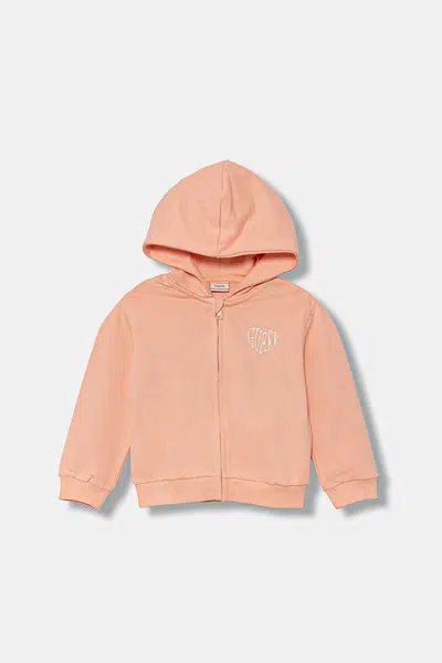 Dětská bavlněná mikina Guess oranžová barva, s kapucí, s aplikací, K5YQ05 KAD74