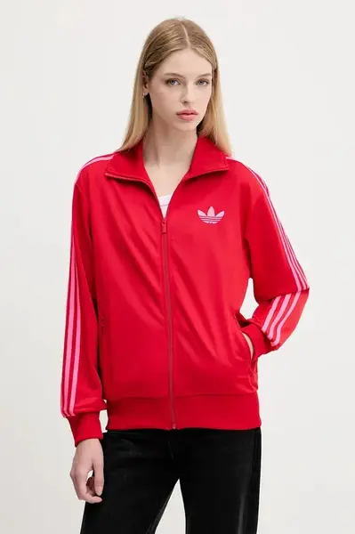 Mikina adidas Originals Firebird dámská, červená barva, s aplikací, JW3665