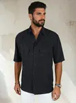 Pánská černá košile s krátkým rukávem