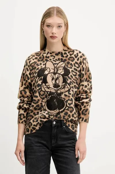 Svetr Desigual MINNIE dámský, hnědá barva, 25WWJF43