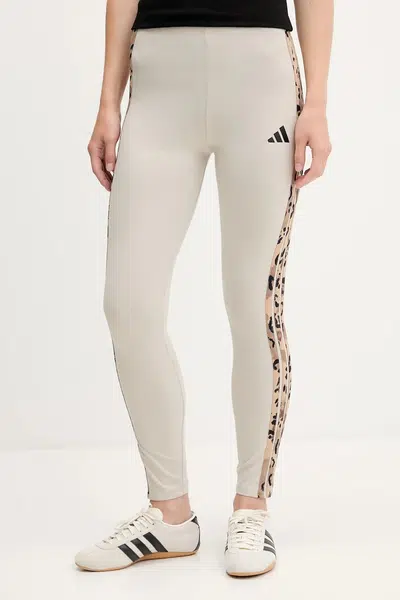 Legíny adidas Animal dámské, béžová barva, s aplikací, JM1867