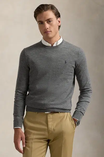 Vlněný svetr Polo Ralph Lauren pánský, šedá barva, 710946143