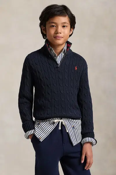 Bavlněný svetr Polo Ralph Lauren tmavomodrá barva, 323868894017