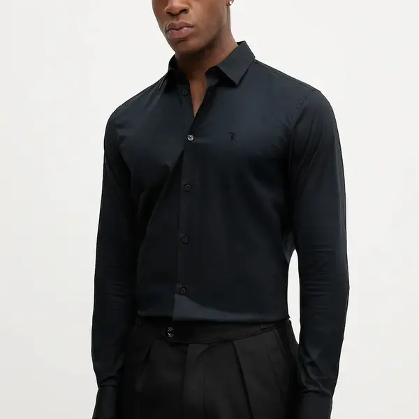 Košile Trussardi pánská, černá barva, slim, s klasickým límcem, 5004N000006N