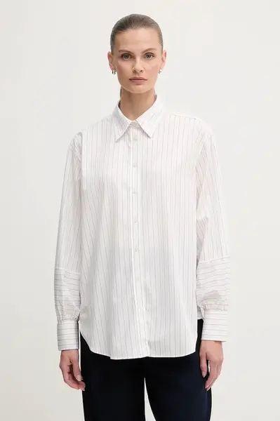 Bavlněná košile Gant dámská, bílá barva, relaxed, s klasickým límcem, 4300520