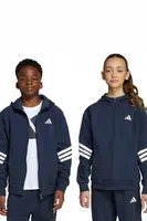 Dětská mikina adidas tmavomodrá barva, s kapucí, s potiskem, JW7527