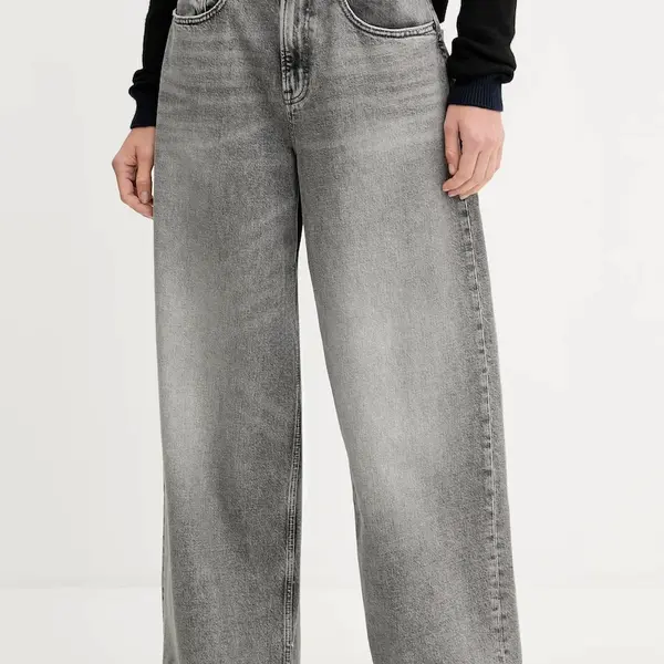 Džíny Tommy Jeans dámské, šedá barva, DW0DW21736