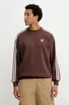 Mikina adidas Originals Oversize Crew pánská, hnědá barva, s aplikací, KA0469