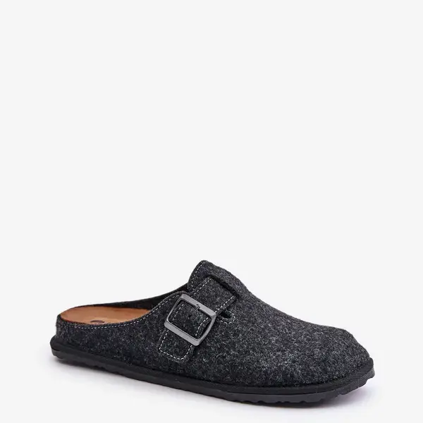 Comfortable men's slippers with Inblu buckle graphite