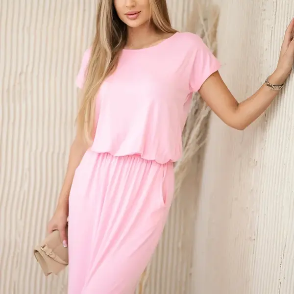 Viscose dress with pockets light pink