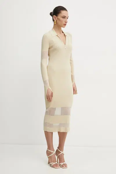 Šaty Patrizia Pepe béžová barva, midi, 8A1420 K078