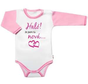 Baby Nellys Body dl. rukáv s vtipným textem, Haló! Já jsem tu nová, vel. 86