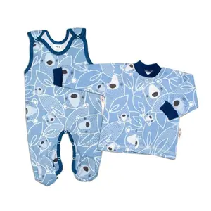 Baby Nellys 2D sada, bavlněné dupačky s košilkou Medvídek, modrá, 56