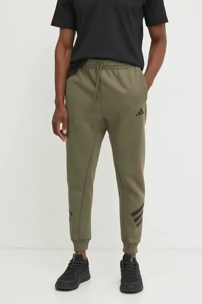 Tepláky adidas Future Icons pánské, zelená barva, hladké, JD4866