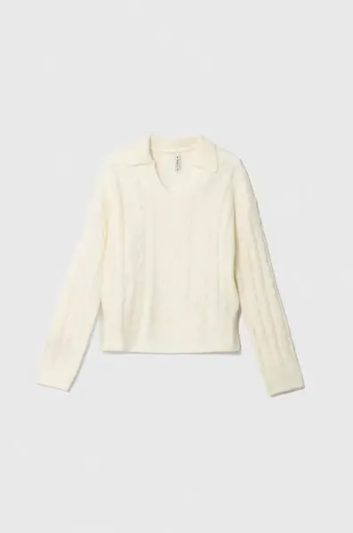 Dětský svetr s příměsí vlny Pepe Jeans Renata béžová barva