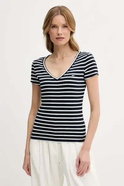 Tričko Tommy Jeans tmavomodrá barva, DW0DW17385