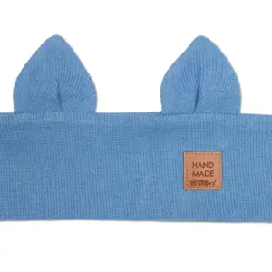 Baby Nellys Čelenka Cat s oušky pro děti Hand Made - jeans, 4-8 let