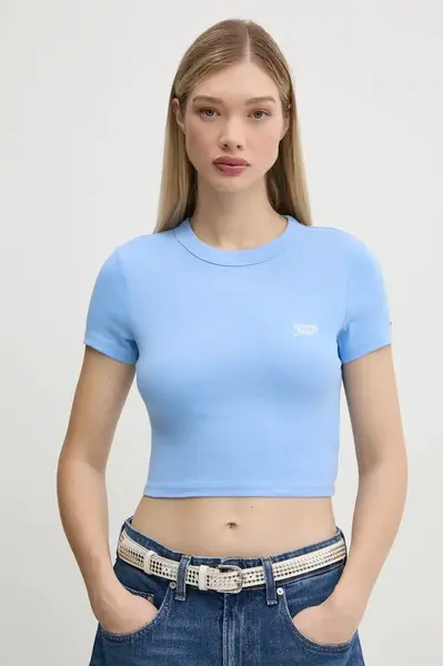 Tričko Tommy Jeans modrá barva, DW0DW19458