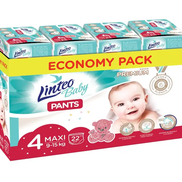 Linteo Baby Pants PREMIUM 4 Maxi 9-15 kg kalhotkové plenky 88 ks