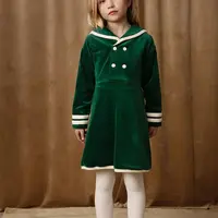 Dětské bavlněné šaty Mini Rodini Sailor zelená barva, mini, 2515010975