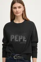 Mikina Pepe Jeans LUNA dámská, černá barva, s aplikací, PL581466
