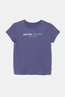 Dětské bavlněné tričko United Colors of Benetton fialová barva, 3I1XC10MZ