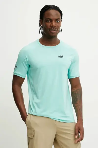 Tričko Helly Hansen HP OCEAN tyrkysová barva, s potiskem, 34418